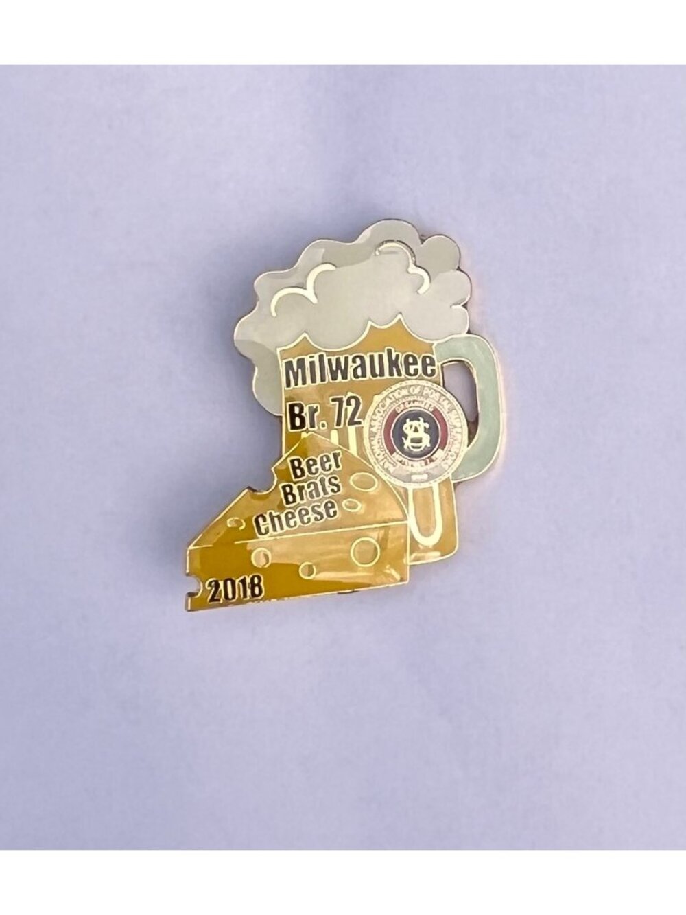 Vintage Milwaukee Branch 72 Beer Brats Cheese 2018 NAPS Enamel Lapel Pin Wiscons
